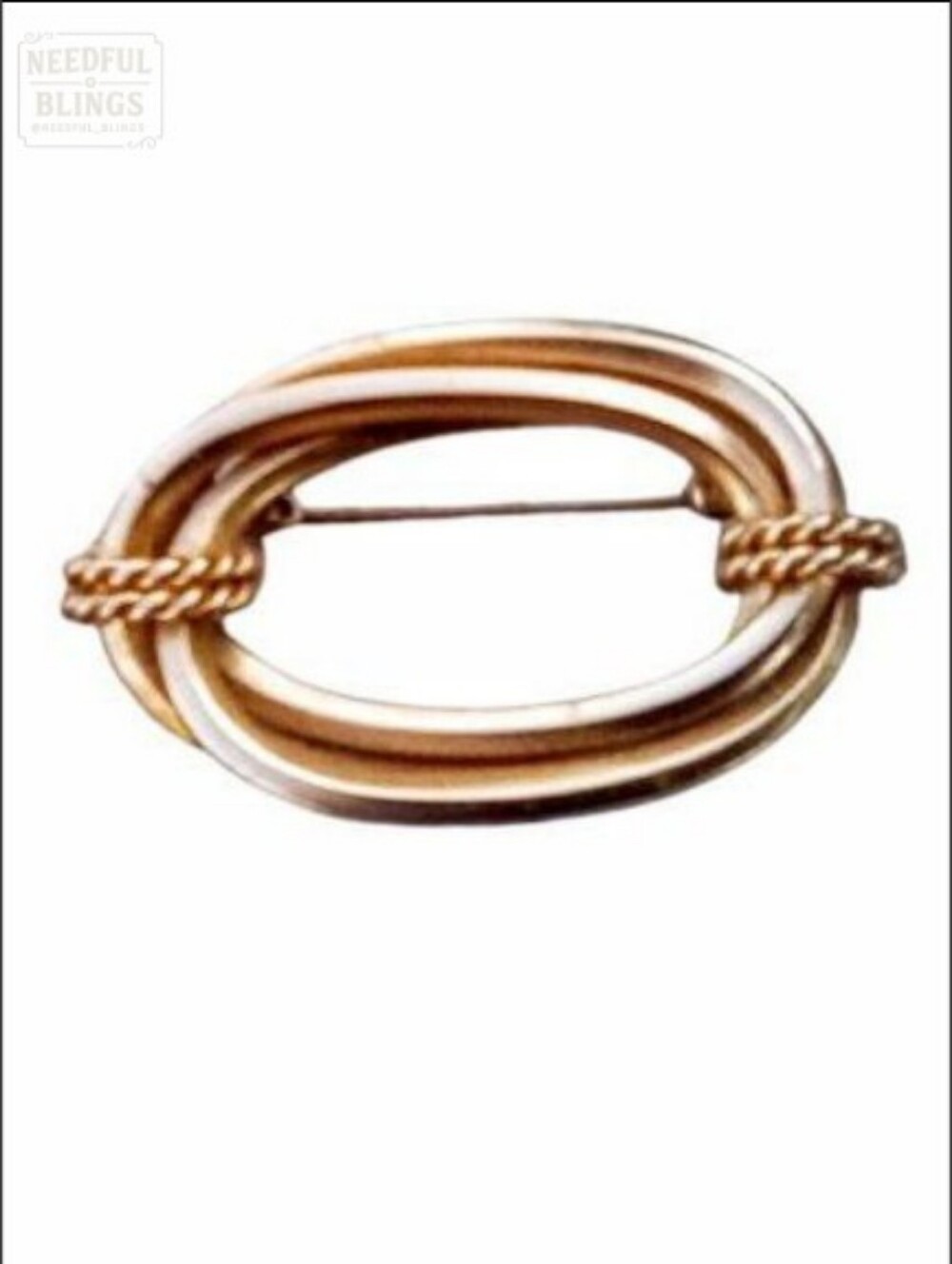 Grosse Vintage Brooch Pin | 1959 Gold Tone Interlocking Oval Rope Wrap Signed